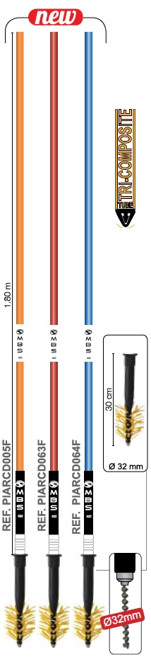 MBS OLYMPIC SLALOM pole - TRI-COMPOSITE shaft Ø 30 mm - orange